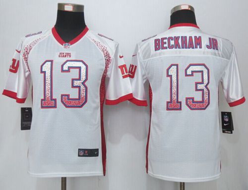 Nike Giants #13 Odell Beckham Jr White Youth Stitched NFL Elite Drift Fashion Jersey - Click Image to Close